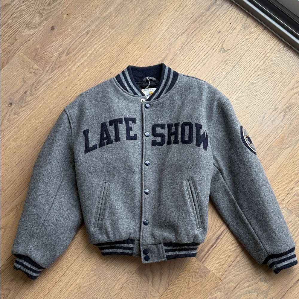 Kids’ Golden Bear Gray and Navy Varsity Jacket sz XL